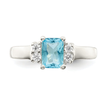 Sterlingsilber Licht Blau & Weiß Zirkonia Ring