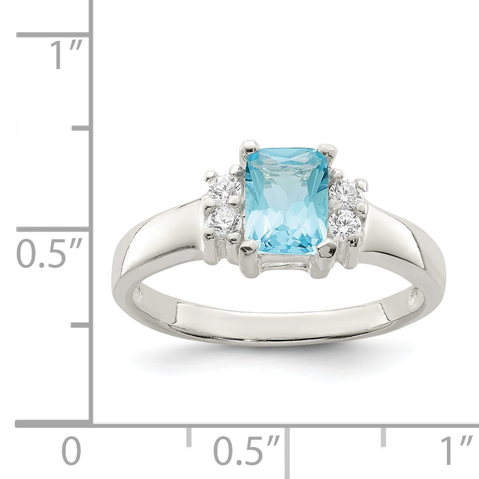 Sterlingsilber Licht Blau & Weiß Zirkonia Ring