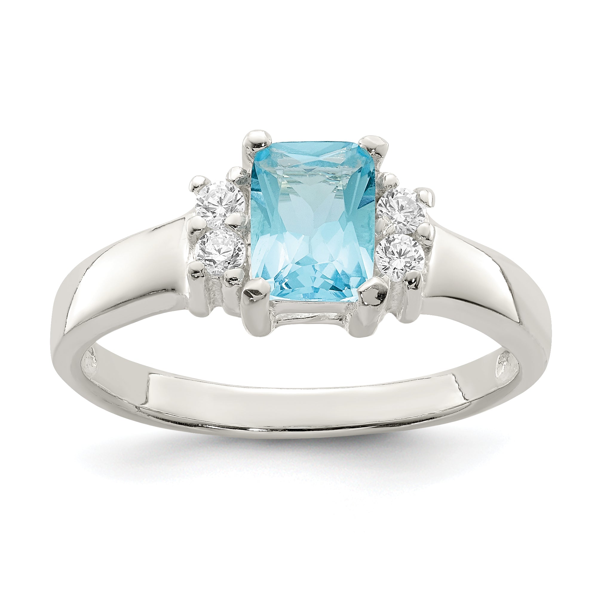 Sterlingsilber Licht Blau & Weiß Zirkonia Ring