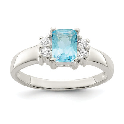 Sterlingsilber Licht Blau & Weiß Zirkonia Ring