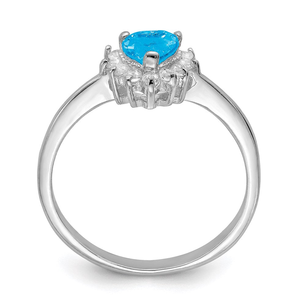 Sterlingsilber Rhodium Blautopas Ring (size 7 Nur)