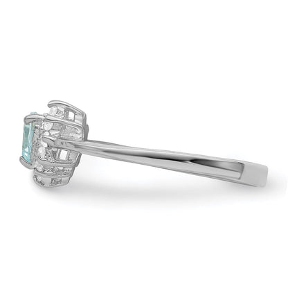 Sterlingsilber Rhodium Blautopas Ring (size 7 Nur)