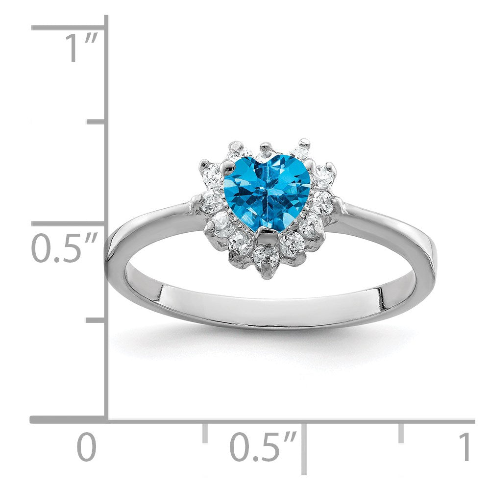Sterlingsilber Rhodium Blautopas Ring (size 7 Nur)