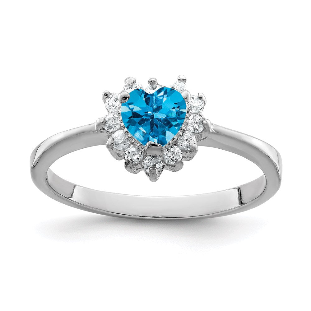 Sterlingsilber Rhodium Blautopas Ring (size 7 Nur)