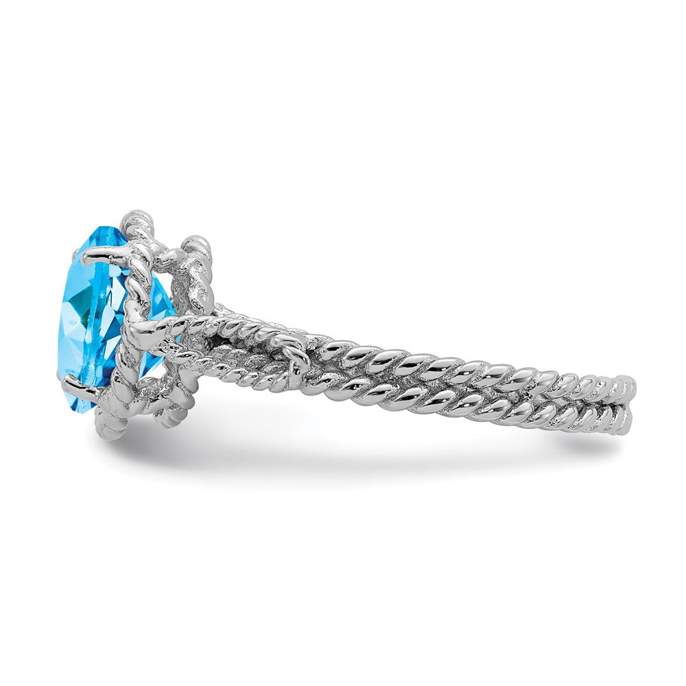 Sterlingsilber Rhodium Blautopas Gedreht Kreis Ring