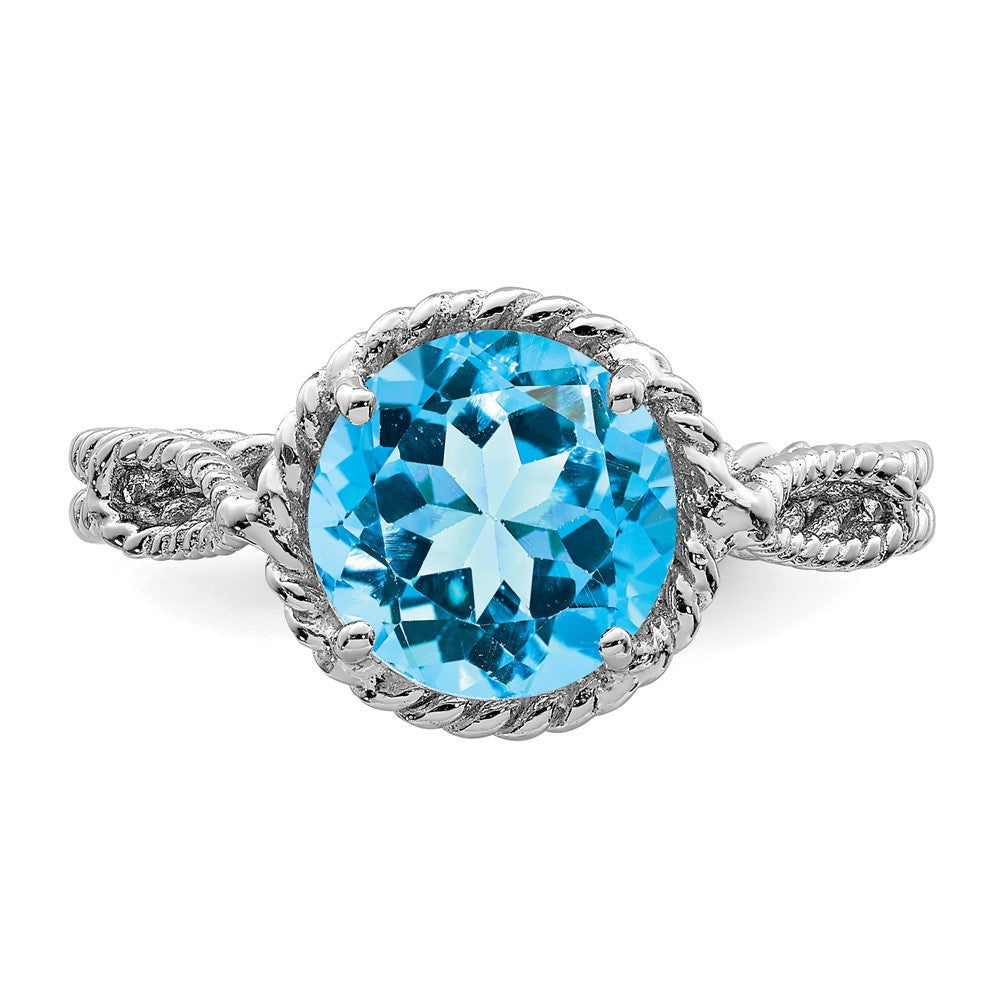 Sterlingsilber Rhodium Blautopas Gedreht Kreis Ring
