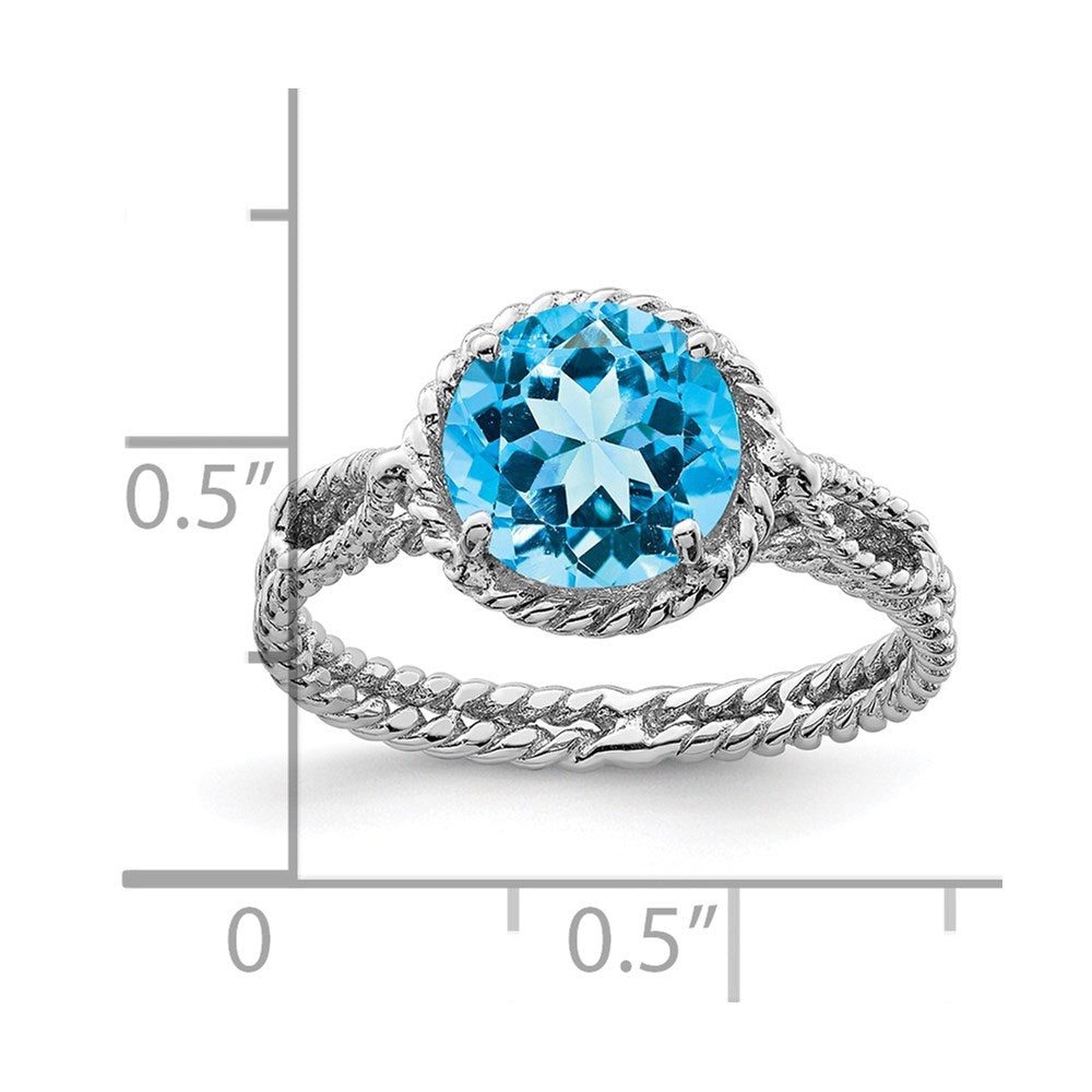 Sterlingsilber Rhodium Blautopas Gedreht Kreis Ring