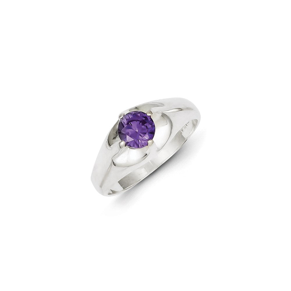 Sterlingsilber Lila Rund Zirkonia Ring (size 7 Nur)