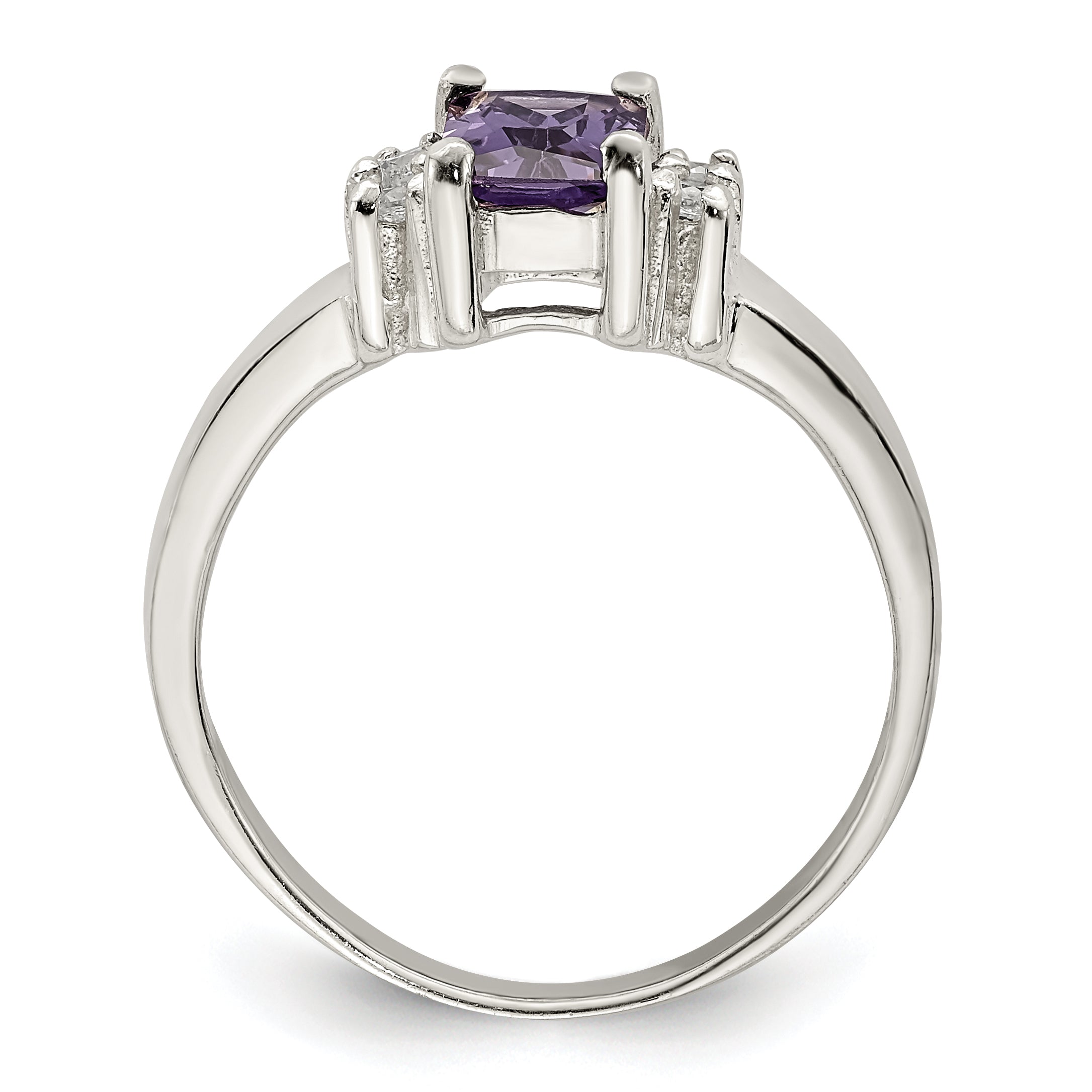 Sterlingsilber Lila & Weiß Zirkonia Ring