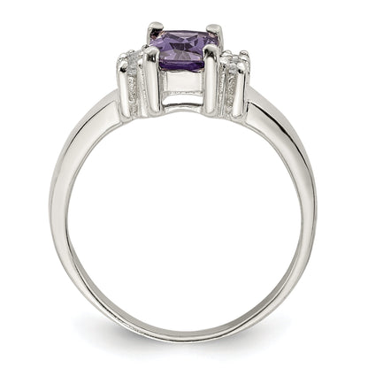 Sterlingsilber Lila & Weiß Zirkonia Ring