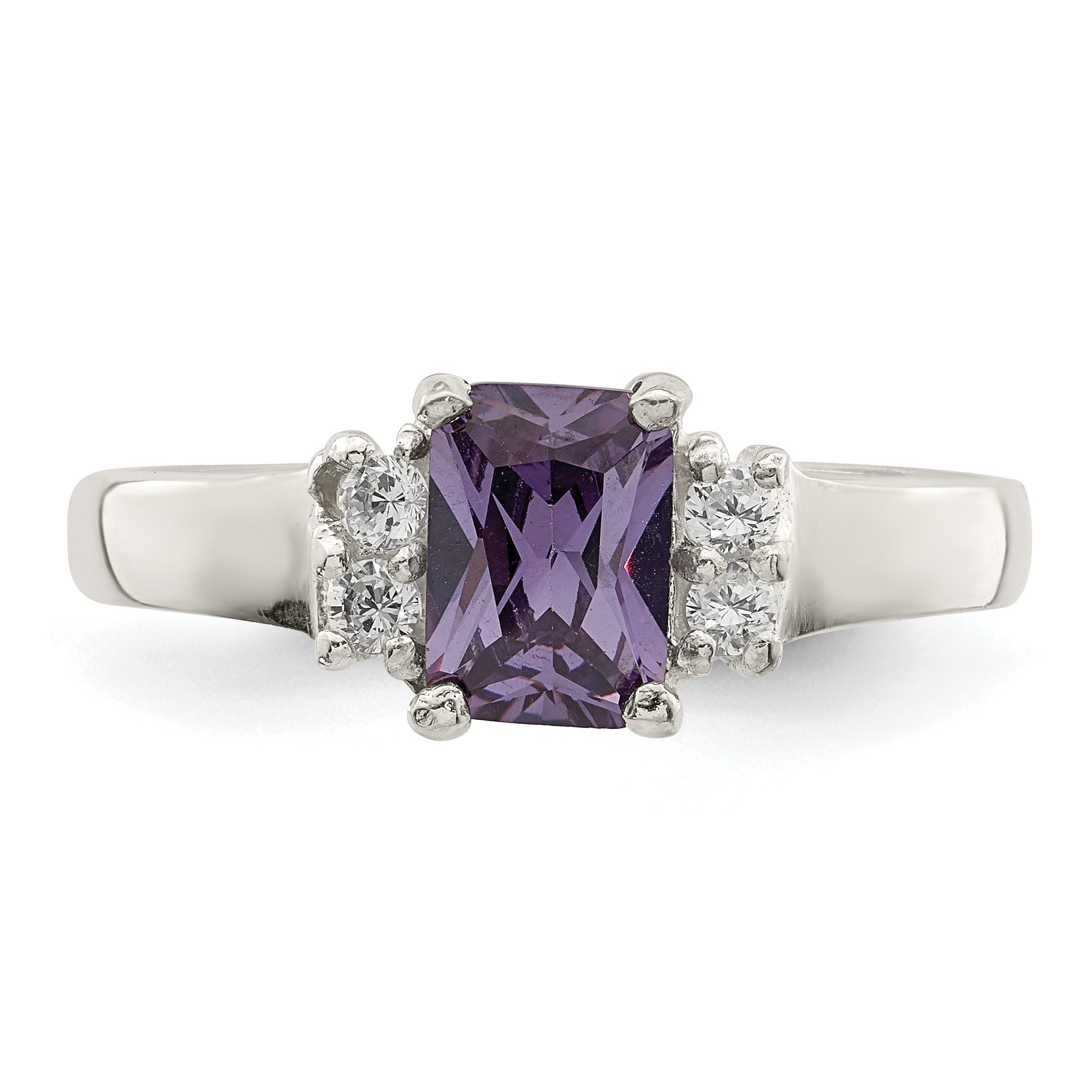 Sterlingsilber Lila & Weiß Zirkonia Ring