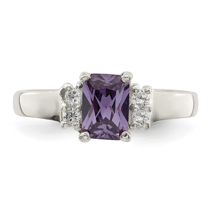 Sterlingsilber Lila & Weiß Zirkonia Ring