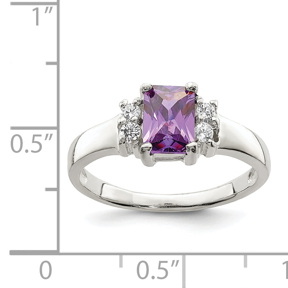 Sterlingsilber Lila & Weiß Zirkonia Ring
