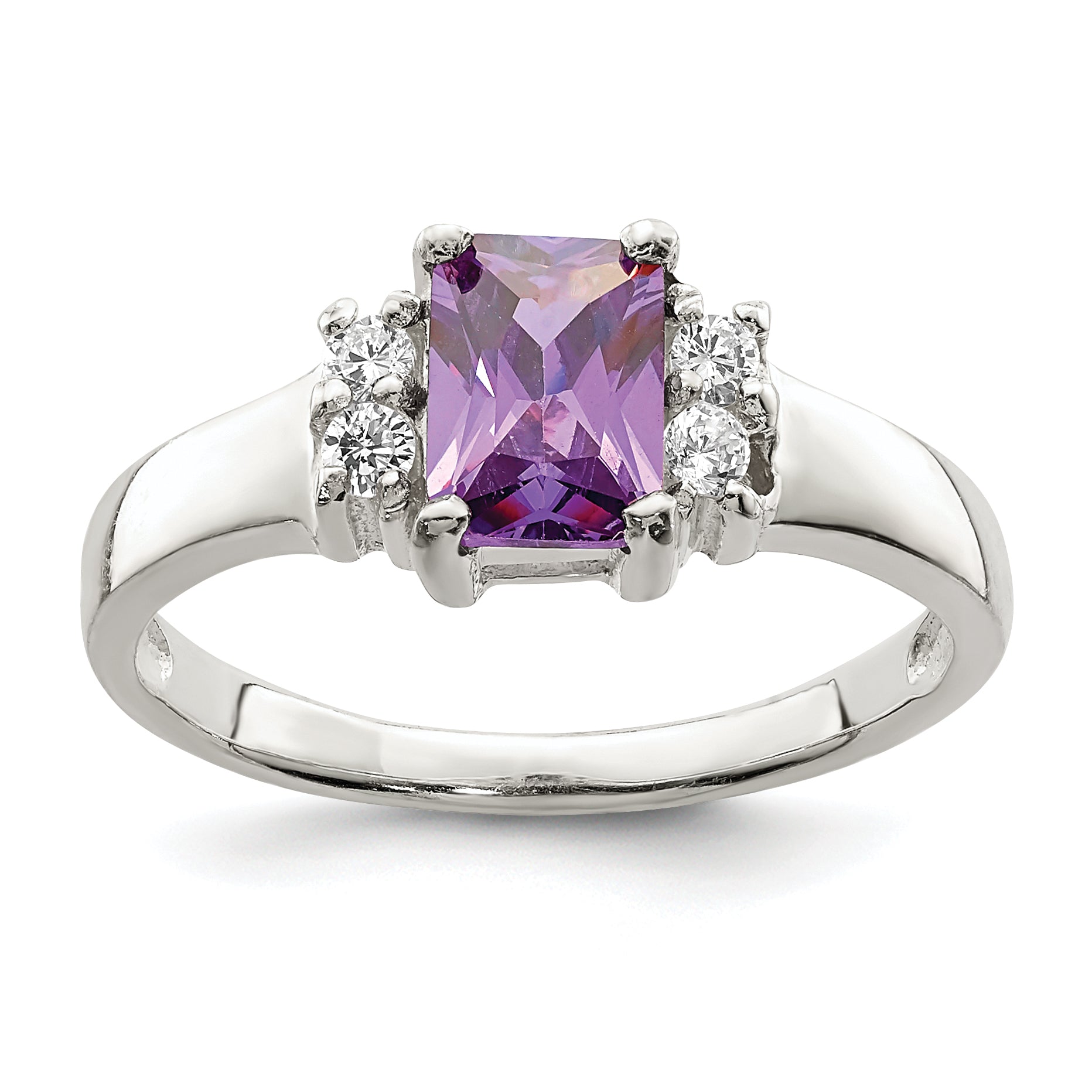 Sterlingsilber Lila & Weiß Zirkonia Ring