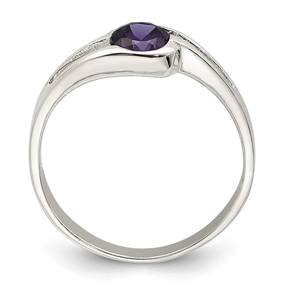 Sterlingsilber Lila Rund Zargenfassung Zirkonia Ring