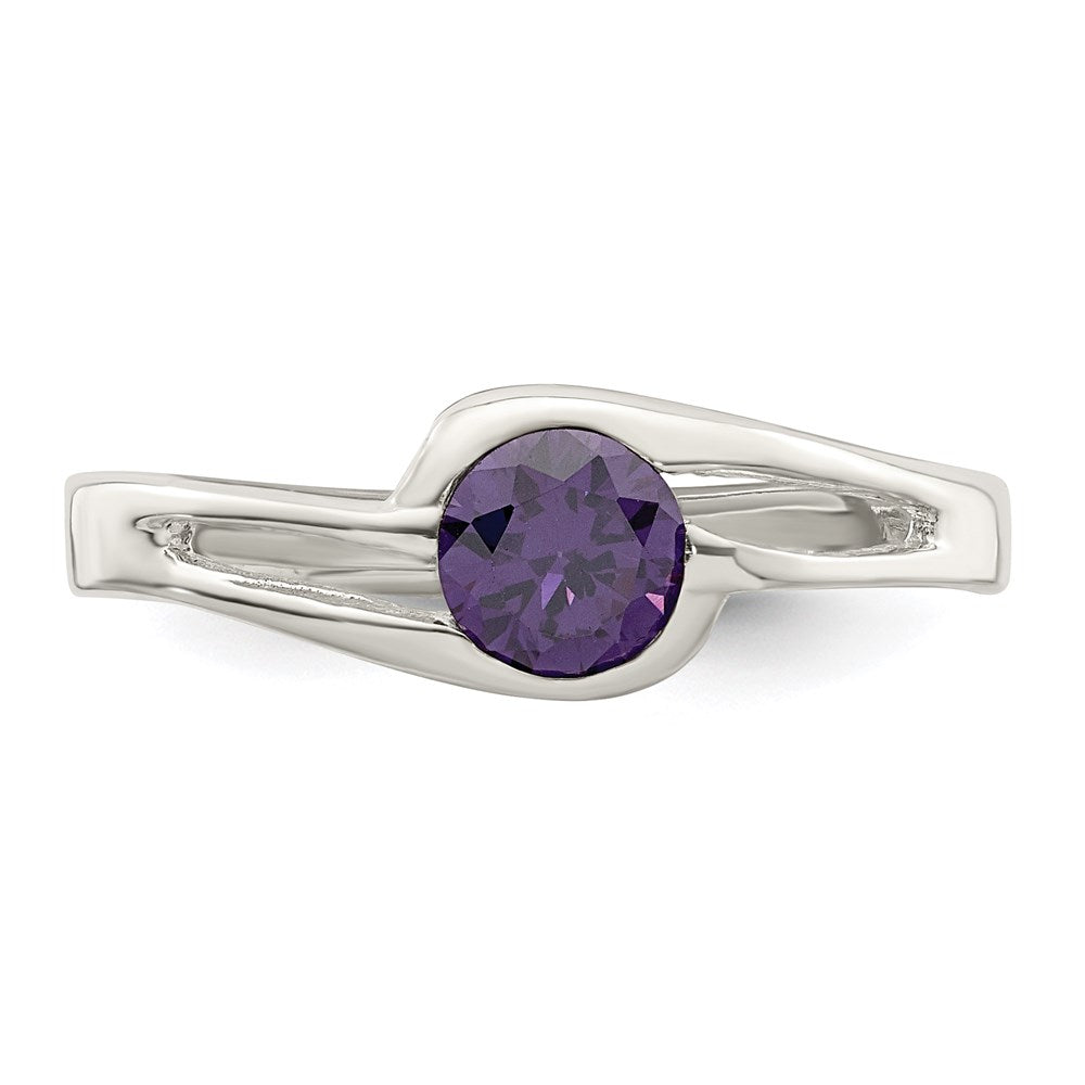 Sterlingsilber Lila Rund Zargenfassung Zirkonia Ring
