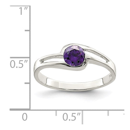 Sterlingsilber Lila Rund Zargenfassung Zirkonia Ring