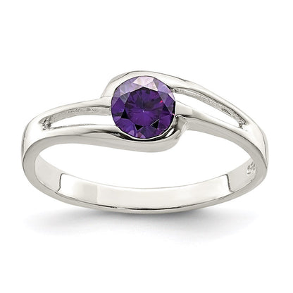 Sterlingsilber Lila Rund Zargenfassung Zirkonia Ring