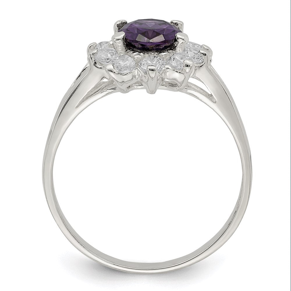 Sterlingsilber Lila Oval Zirkonia Cluster Ring (size 7 Nur)