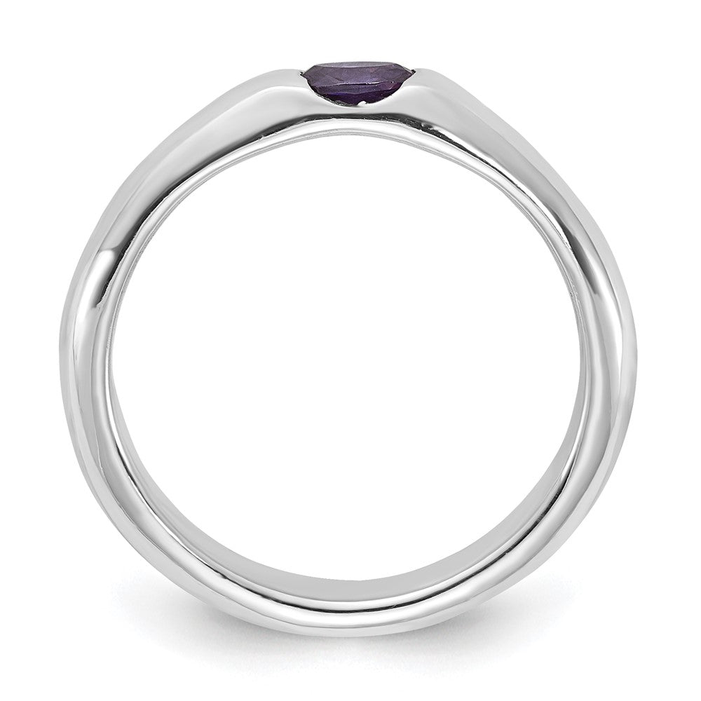 Sterlingsilber Lila Oval Zirkonia Halb Zargenfassung Ring