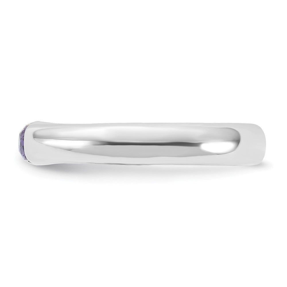 Sterlingsilber Lila Oval Zirkonia Halb Zargenfassung Ring
