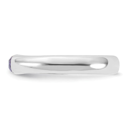 Sterlingsilber Lila Oval Zirkonia Halb Zargenfassung Ring
