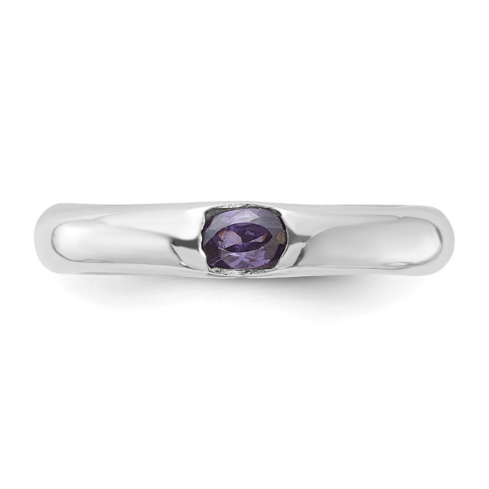 Sterlingsilber Lila Oval Zirkonia Halb Zargenfassung Ring