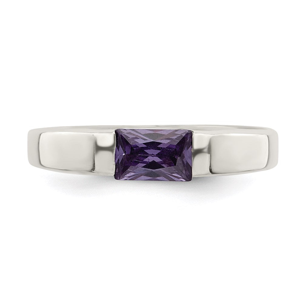 Sterlingsilber Lila Zirkonia Ring (size 7 Nur)