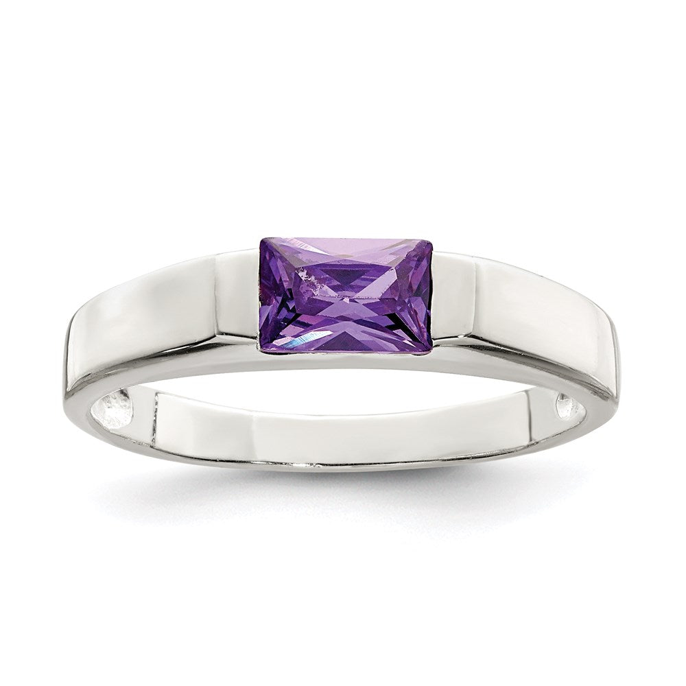 Sterlingsilber Lila Zirkonia Ring (size 7 Nur)