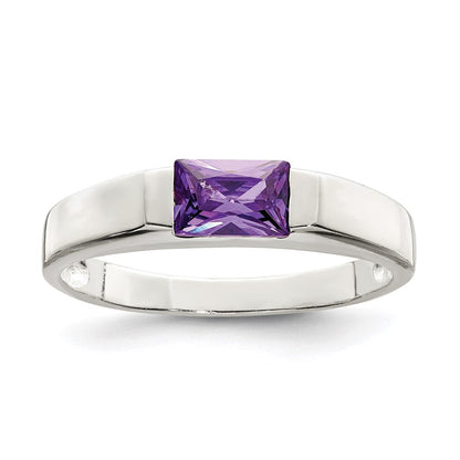 Sterlingsilber Lila Zirkonia Ring (size 7 Nur)