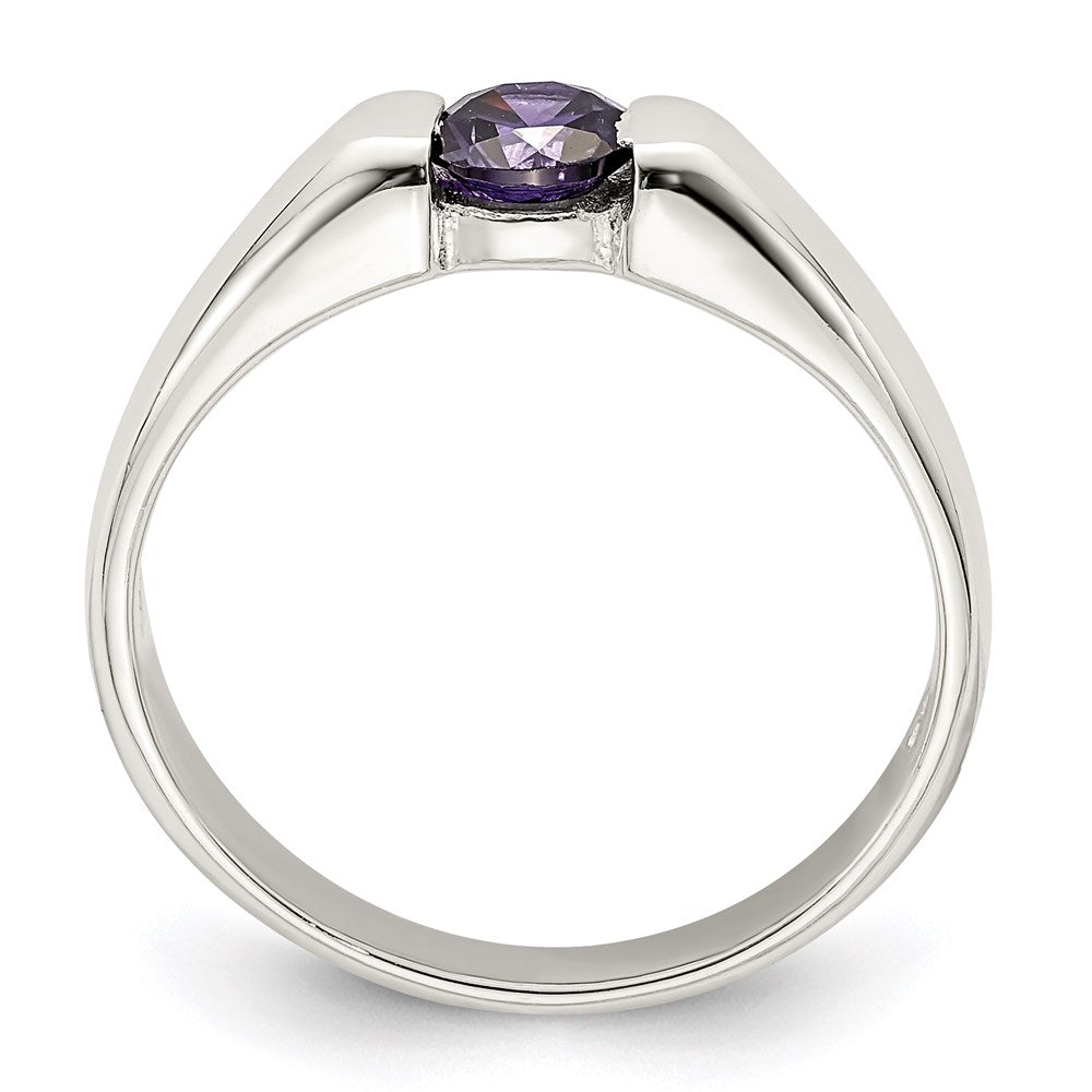 Sterlingsilber Lila Rund Zirkonia Ring (size 7 Nur)