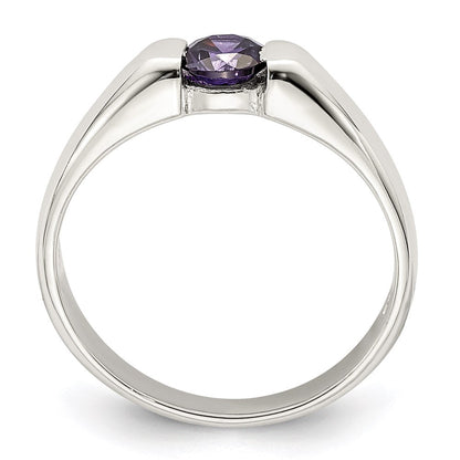 Sterlingsilber Lila Rund Zirkonia Ring (size 7 Nur)