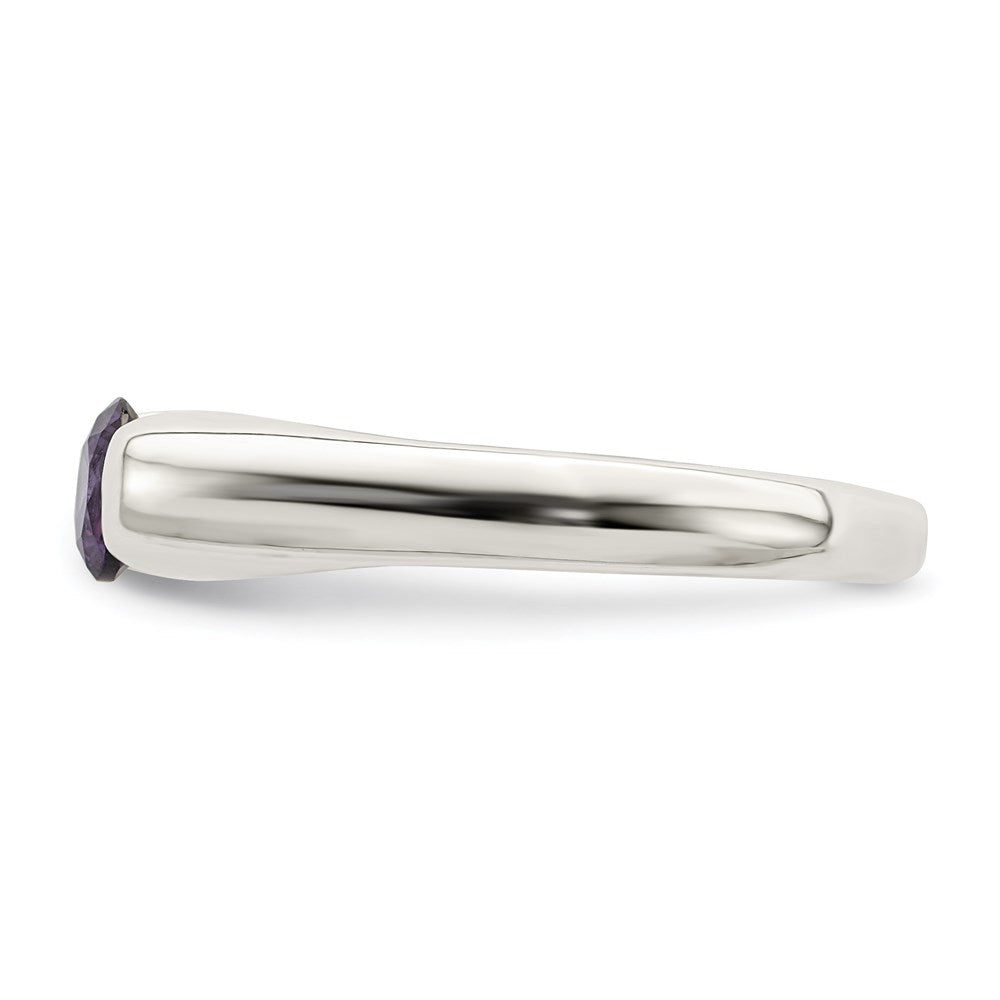 Sterlingsilber Lila Rund Zirkonia Ring (size 7 Nur)