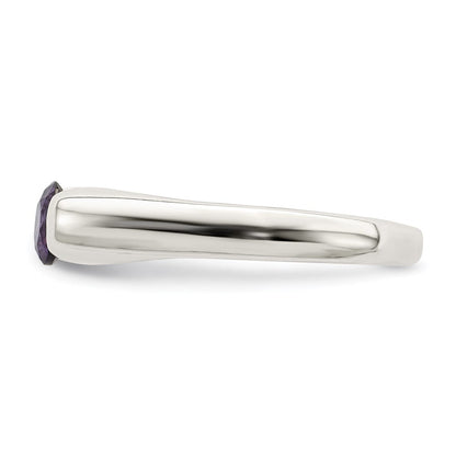 Sterlingsilber Lila Rund Zirkonia Ring (size 7 Nur)
