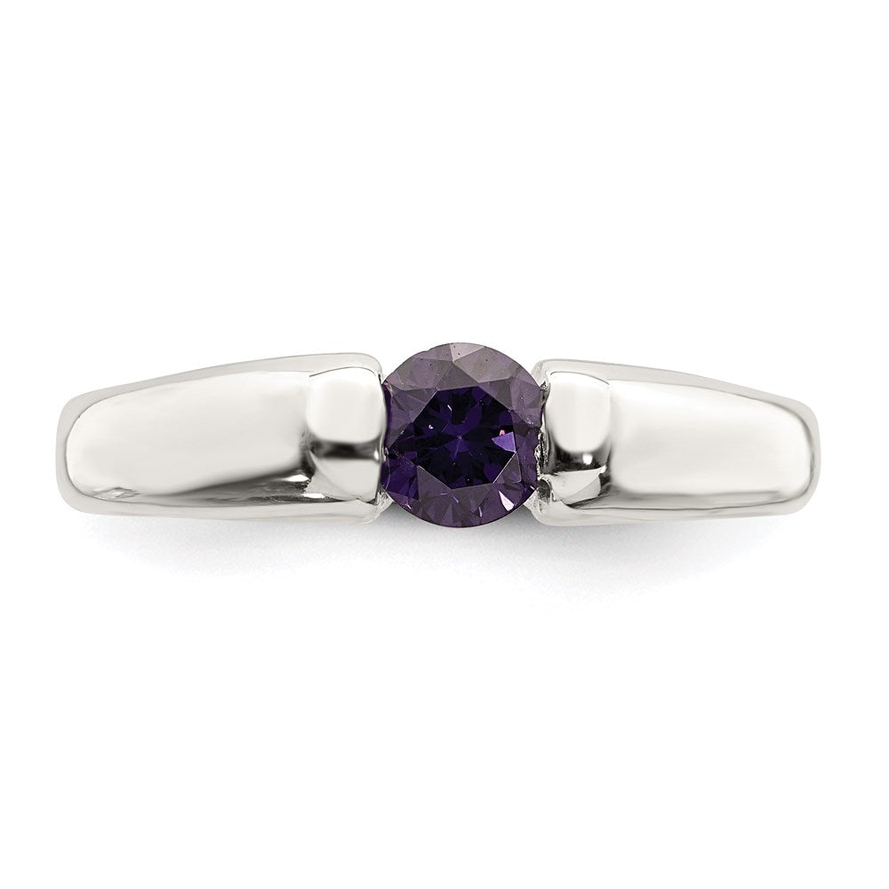 Sterlingsilber Lila Rund Zirkonia Ring (size 7 Nur)