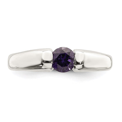Sterlingsilber Lila Rund Zirkonia Ring (size 7 Nur)