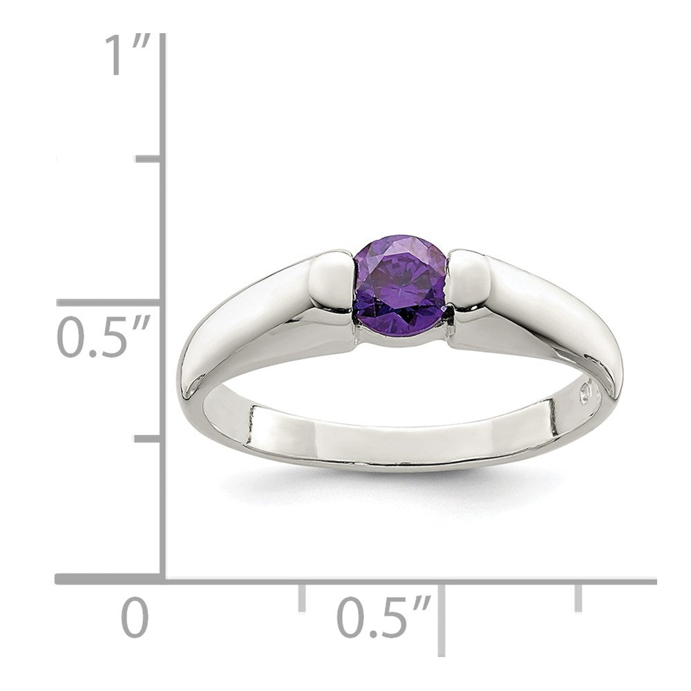 Sterlingsilber Lila Rund Zirkonia Ring (size 7 Nur)