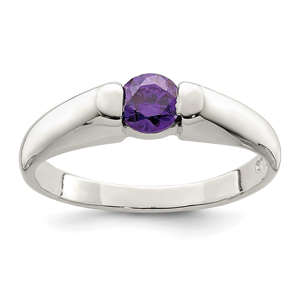 Sterlingsilber Lila Rund Zirkonia Ring (size 7 Nur)
