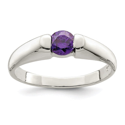 Sterlingsilber Lila Rund Zirkonia Ring (size 7 Nur)