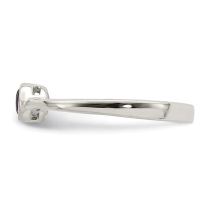 Sterlingsilber Lila Rund Zargenfassung Zirkonia Ring