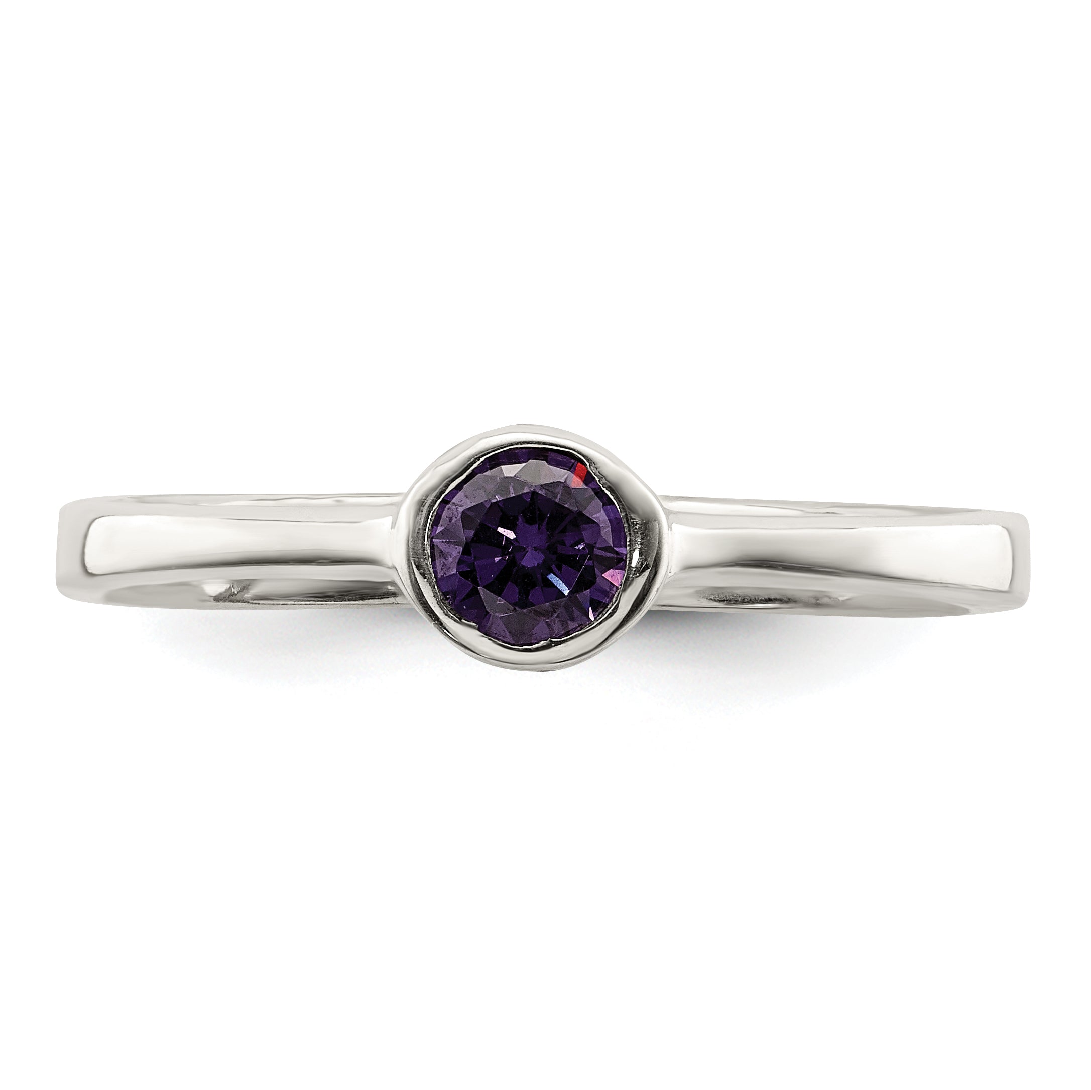 Sterlingsilber Lila Rund Zargenfassung Zirkonia Ring