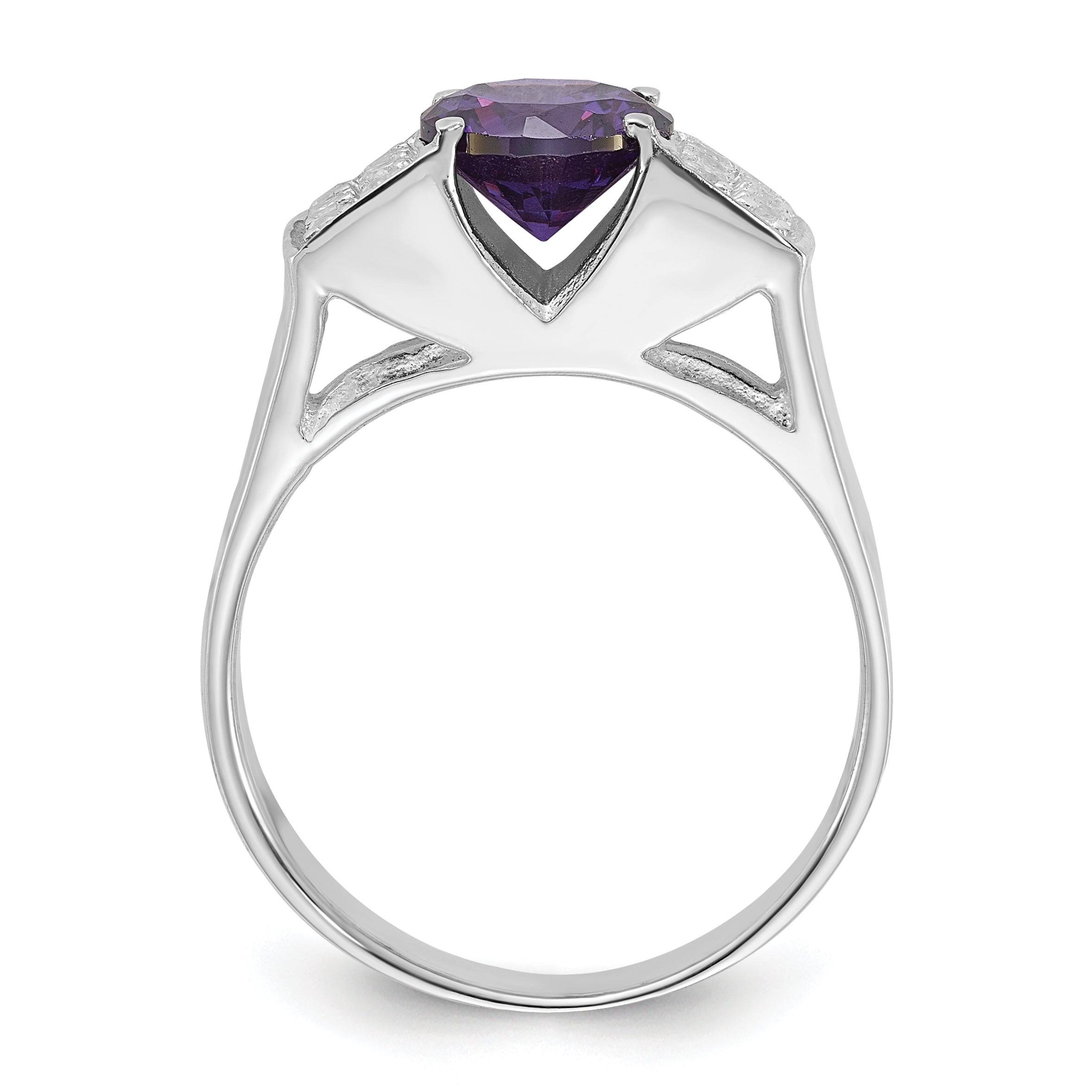 Sterlingsilber Lila Rund Pavé‚äö Sides Zirkonia Ring