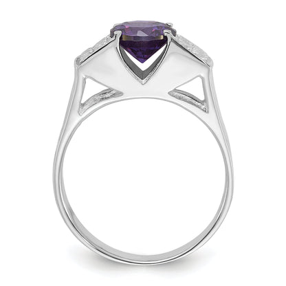 Sterlingsilber Lila Rund Pavé‚äö Sides Zirkonia Ring