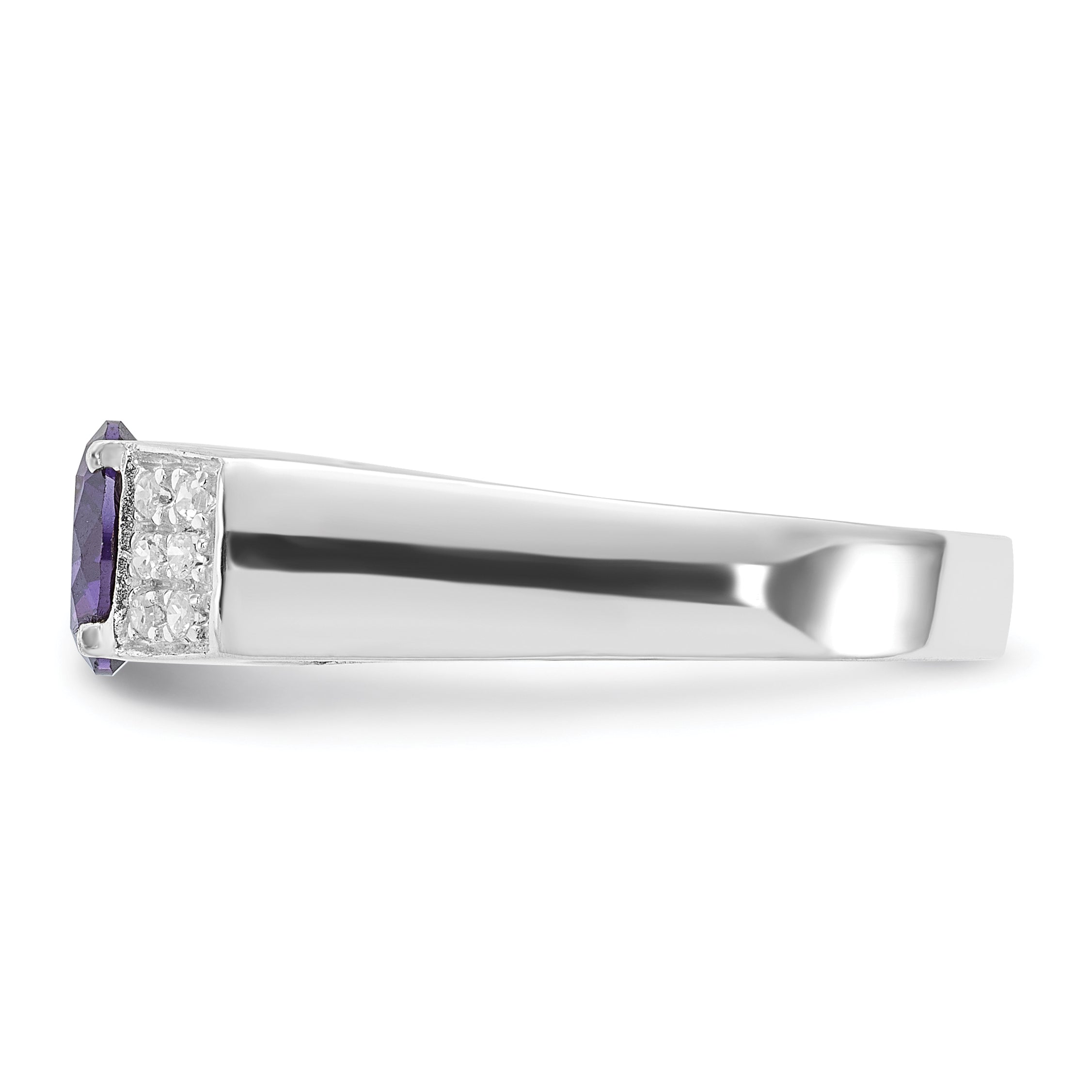 Sterlingsilber Lila Rund Pavé‚äö Sides Zirkonia Ring
