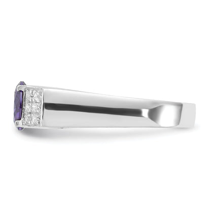 Sterlingsilber Lila Rund Pavé‚äö Sides Zirkonia Ring