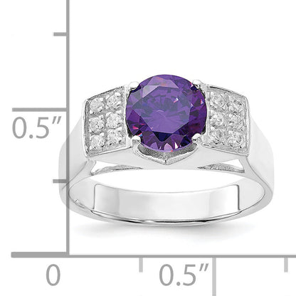 Sterlingsilber Lila Rund Pavé‚äö Sides Zirkonia Ring