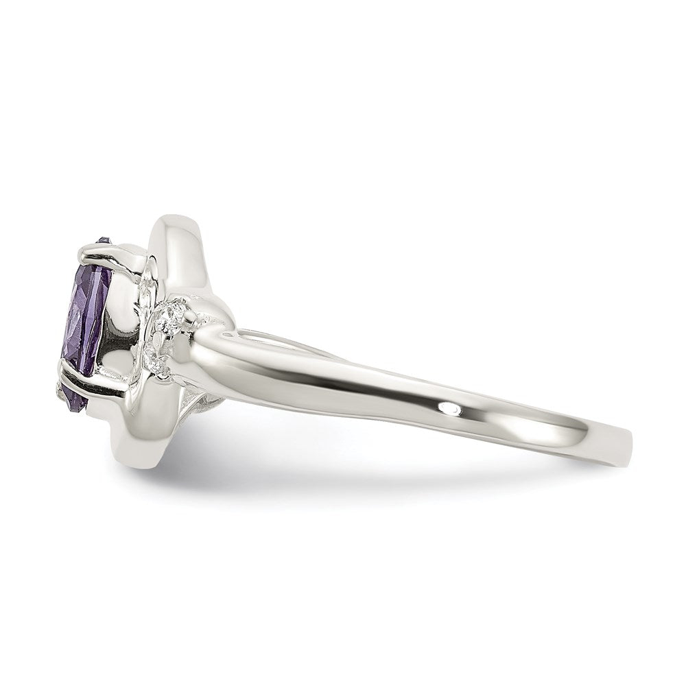 Sterlingsilber Lila Oval Zirkonia Ring