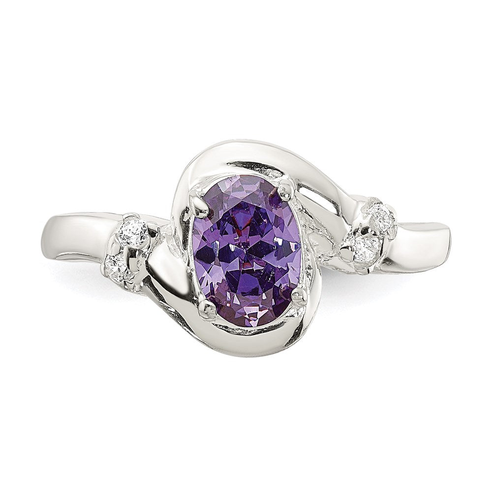 Sterlingsilber Lila Oval Zirkonia Ring