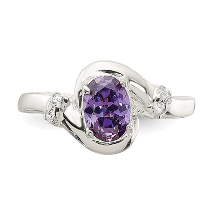 Sterlingsilber Lila Oval Zirkonia Ring
