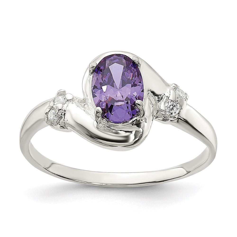 Sterlingsilber Lila Oval Zirkonia Ring